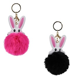WisePoint Key Rings 2PCS for Women, Fluffy Plush Keychain Cute Keychain with Rabbit Shape, Cute Keychains for Birthdays, Anniversaries, Christmas (style 1)