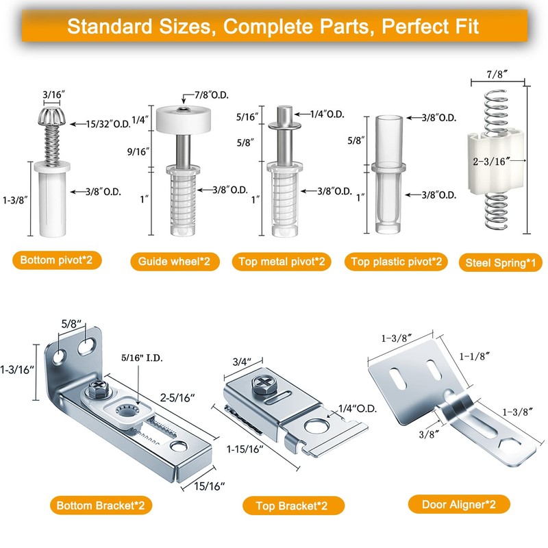 Bifold Door Hardware kit for 7/8" to 1" Track, Bifold