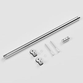 CCJH 32" Stainless Steel Track Sliding Barn Door Hardware Kit for Connected to Other Rails, Sliver Rail 4PCS