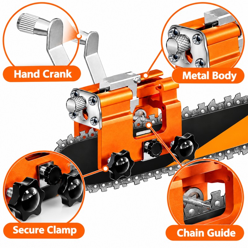 10 pcs Portable Chainsaw Chain Sharpening Jig – Hand-Crank Manual
