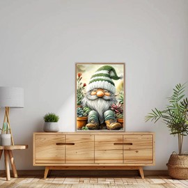 AIRDEA Gnome Diamond Art Painting Kits for Adults,5D Diamond Dots Kits for Beginner,Succulent Peinture Diamant Kits 30x40 cm,Round Full Drill