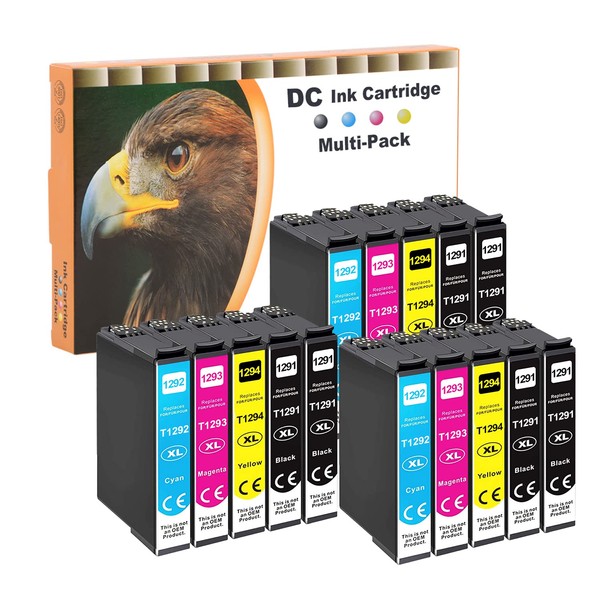 D&C T1295 Printer Cartridges Compatible with Epson 129XL T1291 T1292