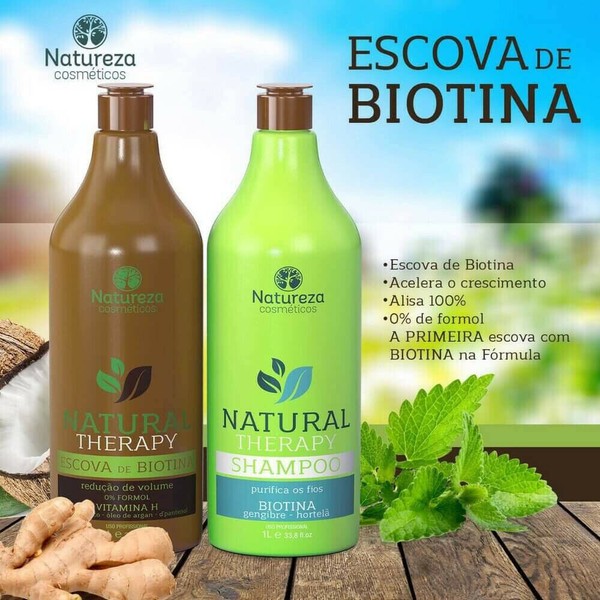 Natureza Cosmetics tratamento queratina brasileira Biotina 0% formol 2 X 34oz