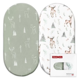 GLLQUEN BABY 2 Pack Moses Basket Fitted Sheets, Newborn Pram Sheets Fitted, 100% Microfiber Oeko-tex100 Cozy and Breathable Crib Baby Bassinet Sheets for Boy and Girl, Easy Care Soft Fitted Sheet