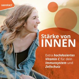 sanotact Vitamin C 1500 - High Dose & Vegan - 30 Tablets Depot - Vitamin C High Dose for Immune System, Cell Protection & Energy - Gluten-Free, Lactose-Free, Sugar-Free - Strengthen Immune System