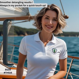 Hair Doctor Ladies 5" Rotating Tooth pocket comb to reduce hair loss and damage (Black)