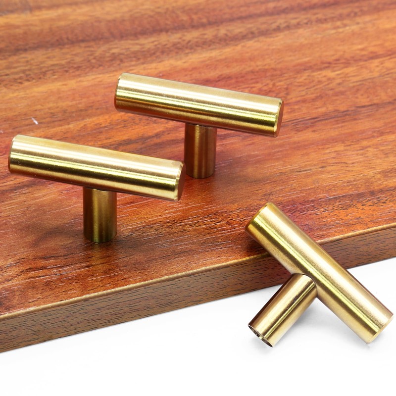 Cjueiom 6 Pack Gold Cupboard Knobs - 50mm Length T