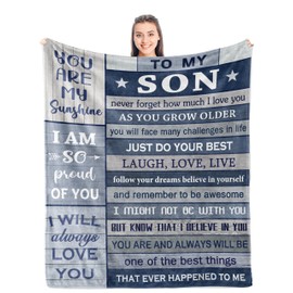 Gifts for Son, Son Blanket Gifts from Mom/Dad, Adult Son Gift Ideas, Birthday Gift for Son from Mom, Wedding/Graduation Gifts for Son Adult, Fleece Blanket Fuzzy Soft 50" x 60"