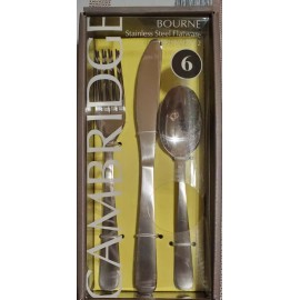 CAMBRIDGE BOURNE Satin Mirror 6 pc Stainless Steel Flatware Set Service for 2