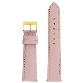 Tech Swiss Watch Band Genuine Leather Pink Quick Release Built-in Pins 18mm Gold-tone Buckle