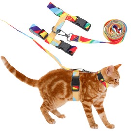 CAPASTEC Cat Harness and Lead Set, Chest Harness, Escape Proof Cat Harness for Large and Small Cats, Lightweight Soft Pet Harness for Travel and Walks, Orange