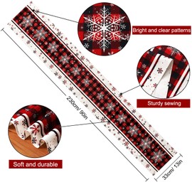 SOMYTING Christmas Table Runner, 13 x 90 Inch Buffalo Plaid Snowflakes Christmas Table Runner, Seasonal Winter Kitchen Dining Table Decoration for Xmas Table Centrepiece Christmas Decorations