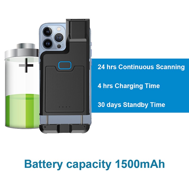 Barcode Scanner Portable Back Clip Bar Reader BT+2.4G Wireless and