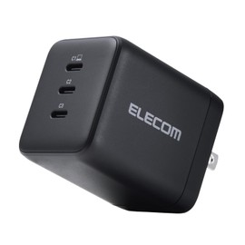 Elecom ACDC-PD113100BK Charger, 100 W, 3 Ports, USB-C x 3, USB PD Compatible, Uses Swing Plug, Black