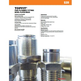 TOPRING 39.033 TOPFIT BSPT Nickel-Plated Brass Push-to-Connect Fitting, Swivel Elbow Connector, Male Threaded, 6mm(O.D.) x 1/8(M) BSPT, Pack of 5, Series 39