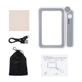 Handheld Magnifier 4X Magnifying Glass for Reading Full Book Page Newspaper Rectangular Magnifying Glass with Bright LED Lights 3 Adjustable Brightness Great Gift for Low Visions / Seniors