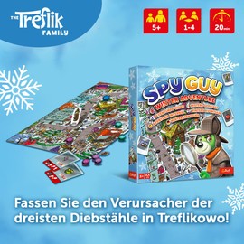 Trefl - Spy Guy Winter Adventure - Cooperative Detective Game, Family Board Game, Board Game, Search Evidence and Capture the Villain, Game Board with Drawn City Map, from 5 Years