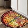 Half Round Door Mat,24" x 36",Stained Glass Dragonfly Welcome Entrance