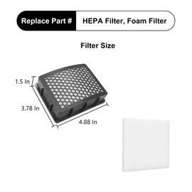 CPAI Replacement Filter Compatible with Kenmore BU4022 BU4050 BU4020 BU4018 Bagless Upright Vacuum (2 Hepa + 4 Foam Filters)