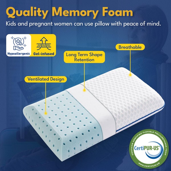 fulocean Cooling Travel & Camping Memory Foam Pillow for Sleeping,Contoured