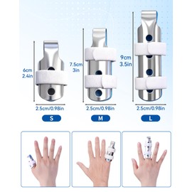 2 Pieces Finger Splints Metal Support Brace - Soft Foam Interior, Adjustable Straps，Finger Stabilizer for All Fingers, Left/Right Hand ，Broken Finger, Arthritis, Splint， Immobilization (Large Size)