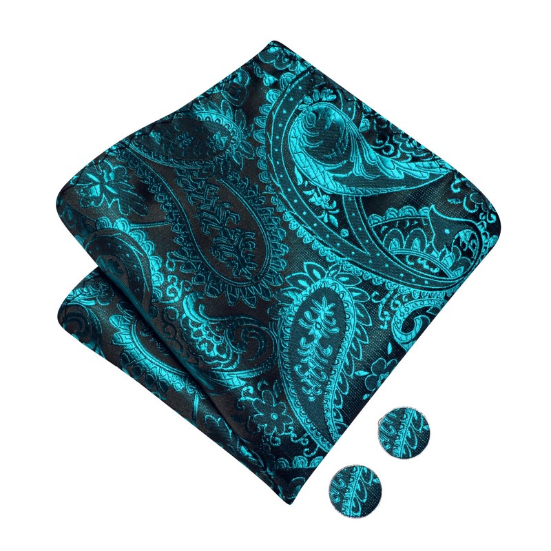 Hi-Tie Bow Tie Men Pre Tied Bowtie Pocket Square Cufflinks