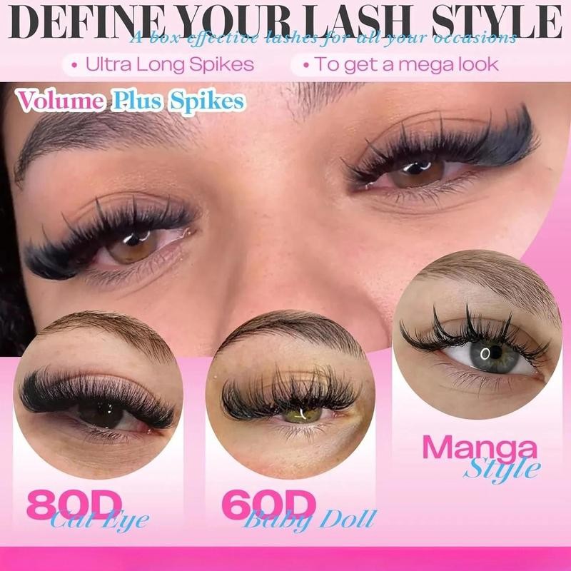 60D/80D Lash Clusters – 10-21mm Spiky Volume Eyelash Extensions, DIY