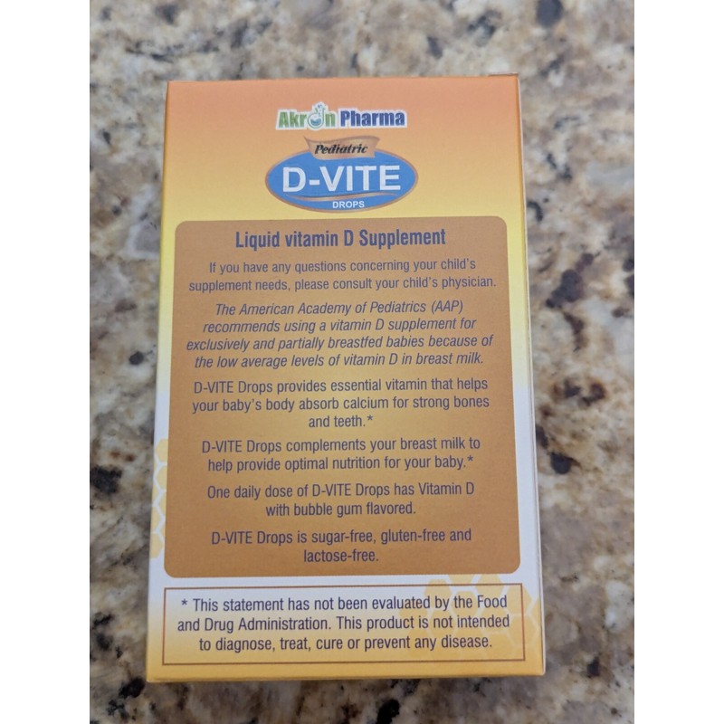 D-Vite Drops Pediatric Liquid Vitamin D Bubble Gum Flavor X2