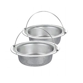 2 Pack Stainless Steel Kitchen Sink Strainer - 4.5 Inch Diameter - Rust-Resistant Drain Protector with Foldable Handle