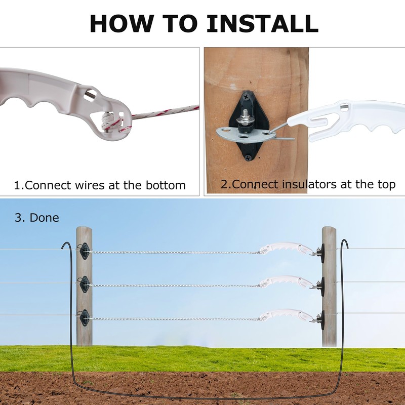10 Pack Plastic Electric Fence Gate Handle, Insulated Plastic Hook,