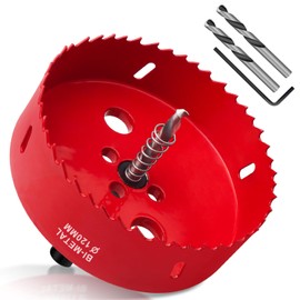 Yeepeo Hole Saw 120 mm, Universal HSS M42 Bi-Metal Hole Saws, Circular Saw with Hex Shank and Drill Bit Set Drill Bit for Wood, Drywall, Plastics, 1 Piece Red