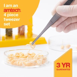 Amtech R0382 Tweezer Set, Angled and Curved Tweezers for Crafting and Jewellery Repairs, 4 Pieces