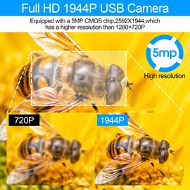 ELP OTG Wide Angle Webcam 5MP Aptina MI5100 CMOS 100 Degree No Distortion Lens USB Camera for Web Conference/Business/Robot Machine Vision USB500W05G-BL100