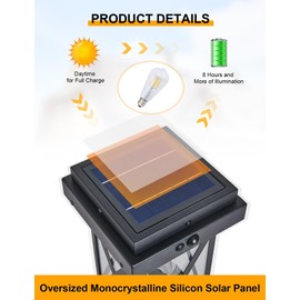 CMRCOZIRA Solar Outdoor Post Light Fixture Motion Sensor Outside Pole Light Dusk to Dawn Post Lamp Waterproof Exterior Column Light with Bulb Black Outdoor Gate Lamp Pole Mount for Garden Yard