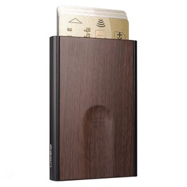 ÖGON Aluminium Card Holder Slider - RFID Blocking - The Original Minimalist Slim Automatic Wallet for Men and Women - Up to 6 Cards (Sequoia)