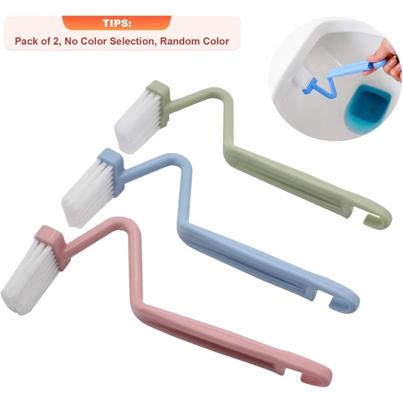 Mziart 8" V-Shaped Plastic Toilet Brush, Curved Rim Cleaner 2-Pack