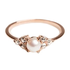 Cutesmile Elegant Pearl Ring 18k Rose Gold CZ Crystal Ring Fashion Engagement Wedding Jewelry (7)