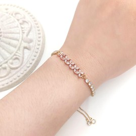 Tobestu Gold Plated Infinity Symbol Adjustable Slider Bolo Bracelets for Women - White Color Cubic Zirconia Tennis Bracelet for Everyday Wear Y4253