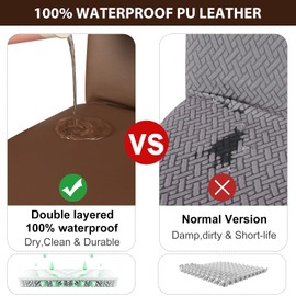 Lebaley 2 Pack Bar Stool Covers with Backs Waterproof Stretch PU Leather Bar Stool Seat Covers Slipcovers for Counter Height Chairs 14"-17" Wide, Removable & Washable for Kitchen Pub Cafe, Coffee