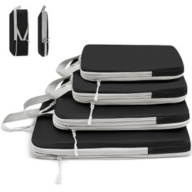 【2025 Latest】Travel Compression Bags Travel Pouch Convenient Travel Compression Bags Set of 4 Adjustable Space Clothing Sorting Compression Bags Travel Business Trip Clothing Organization Packing
