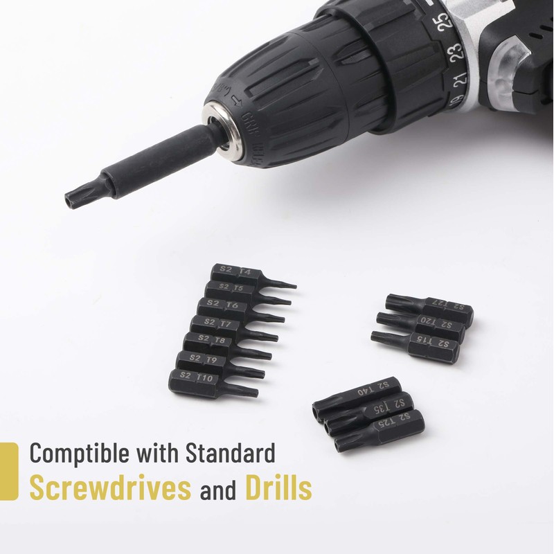 Bates Torx Bit Set, 15 Pieces T4-T40, Tamper Proof Security