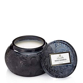 Voluspa Moso Bamboo, Glass Chawan Bowl Candle, 14 ounce, 50 Hour Burn Time, All Natural Wicks and Coconut Wax for Clean Burning, Vegan, Poured in the USA