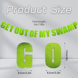 fKiZanthene Get Out of My Swamp Party Banner, Green Decorative Banner for Outdoor Events, Garden Parties & House Warmings​