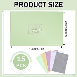 MIRKUZI 15 Pcs Reusable Silver Polishing Cloths for Tableware and Jewellery, Silver Cleaning Wipes, Silver Cleaning Cloths to Prevent Tarnishing(Random Colors)