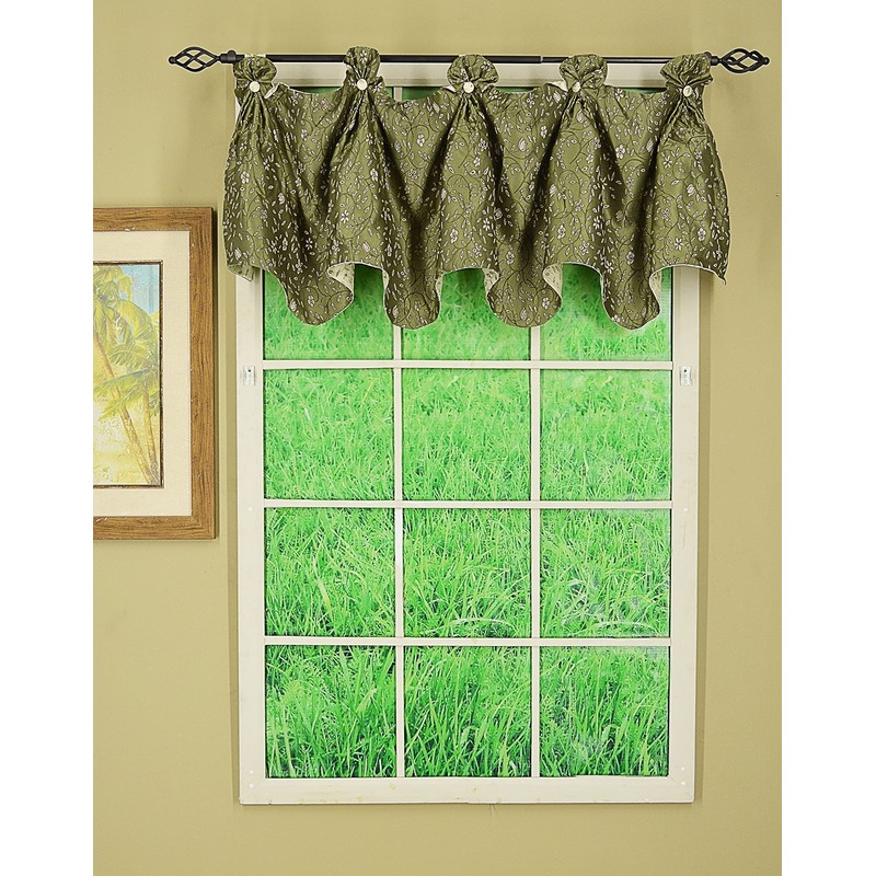 Today's Curtain Madison Reversible Button Valance 20" L, Sage