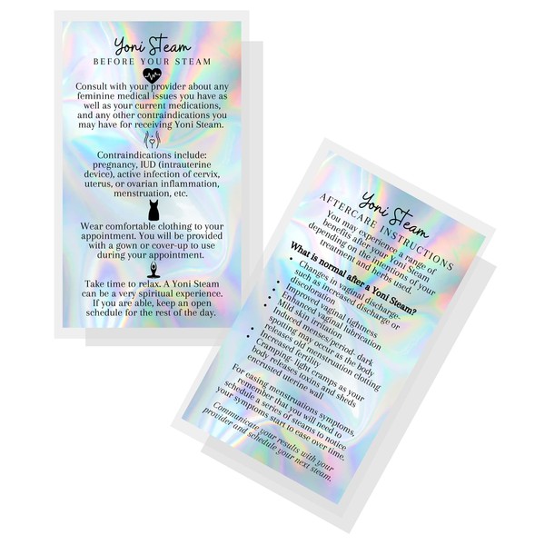 Yoni Steam Pre/Post Steam Care Instruction Cards | 50 Pack