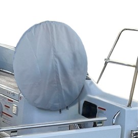 SavvyCraft Waterproof Boat Steering Wheel Covers, Heavy Duty Solution-Dyed 600D Fade-Resistant UV Protection Sailboat Yacht Marine Steering Wheel Protector Case, Vecro and Zipper Closure Grey 48"