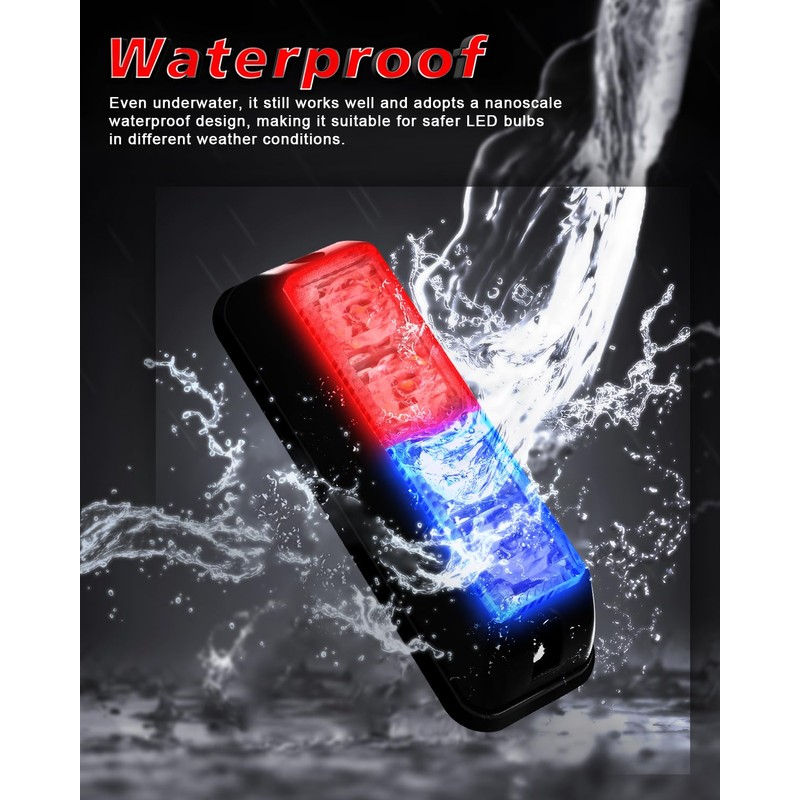 YM E-Bright 2-Pack Red Blue Dual Colors 4 LED Car