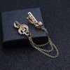 2PCS Chain Collar Pin Brooch,Music Note Tassel Lapel Pin,Hanging Chain