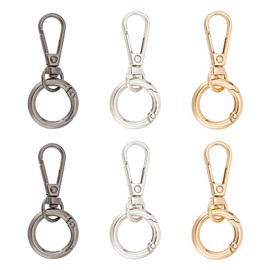 UNICRAFTALE 3 Colors 6Pcs Double Opening Swivel Spring Hooks Clip Alloy Swivel Lobster Claw Clasps with Spring Gate Rings 55mm Long Trigger Spring Keyring Buckle for DIY Key Chains Bags Purses